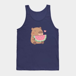 Cute Capybara Eating Watermelon Tank Top